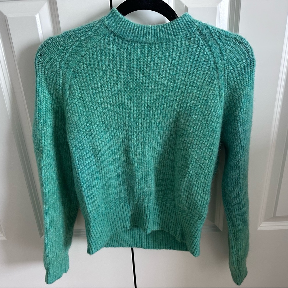 Sezane Green Crew Neck Sweater
